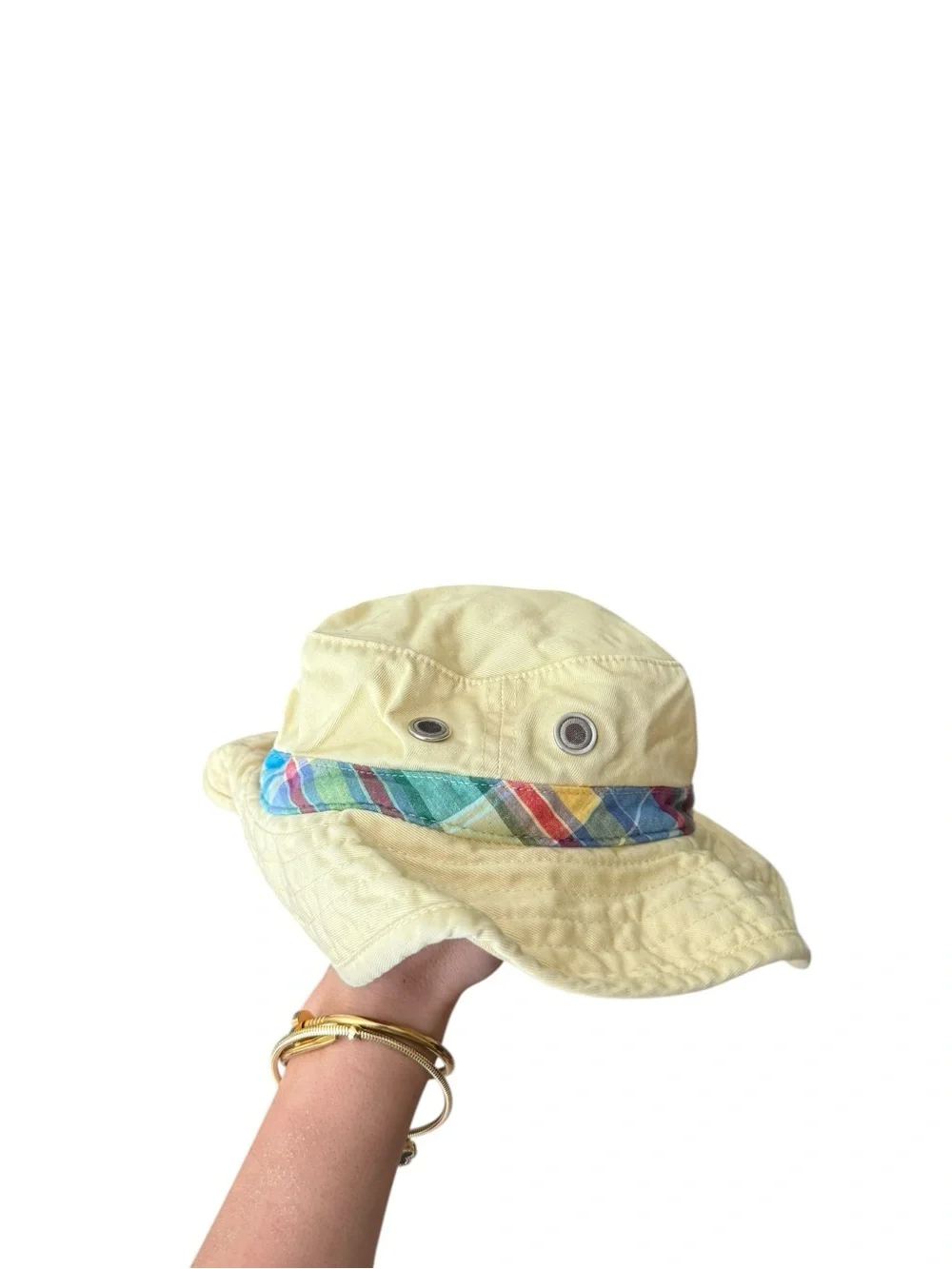 Polo by Ralph Lauren 100% Cotton Butter Yellow Bucket Hat with Plaid TODDLER